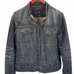 Gap Denim Distressed Jean Trucker Jacket Women's M